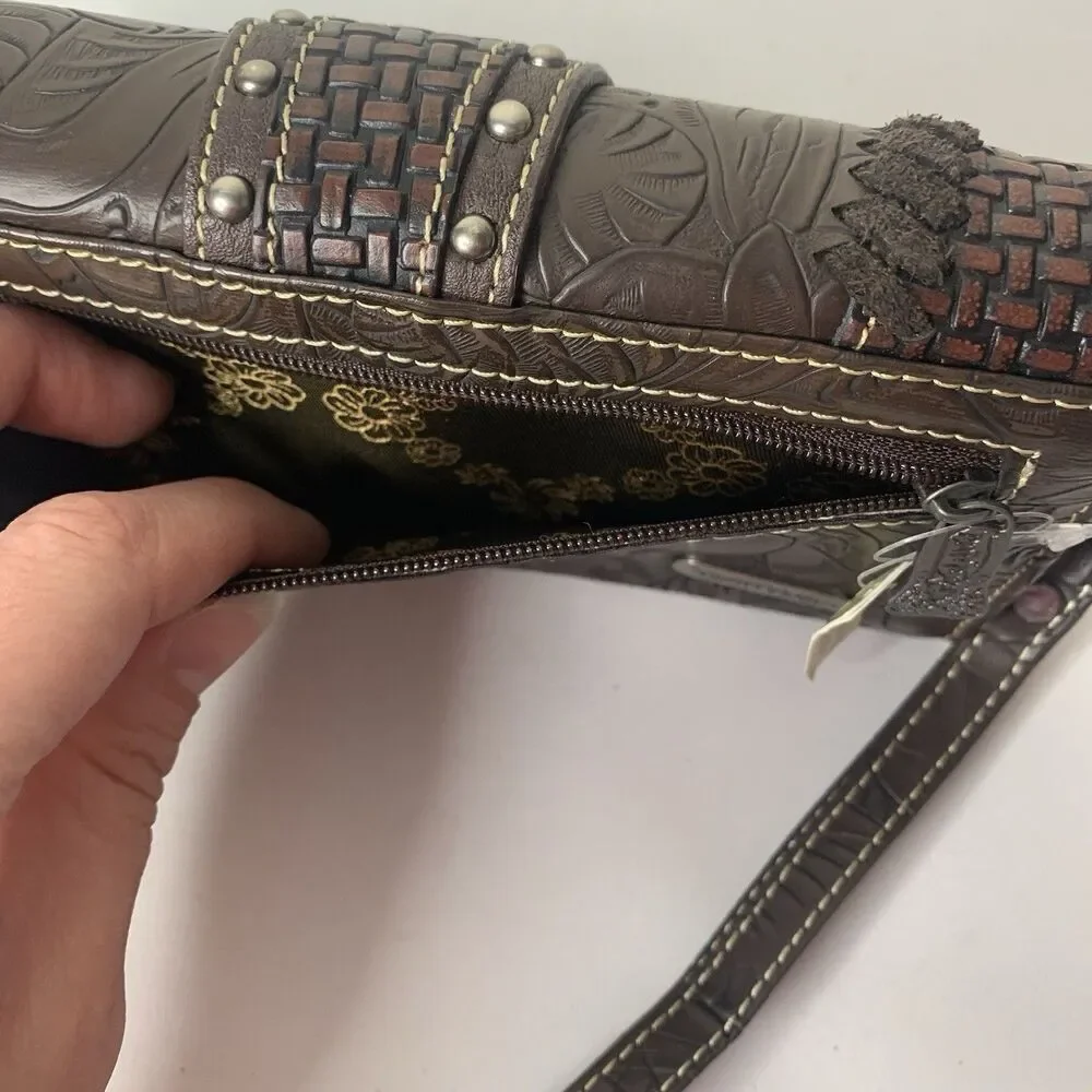 Trinity Ranch Western Embossed Collection Clutch Wallet Zip Button Faux? Leather